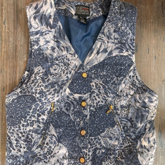 mureli Jackets & Blazers - Vintage Mureli Silk Blue Paisley Vest with Ornate Design